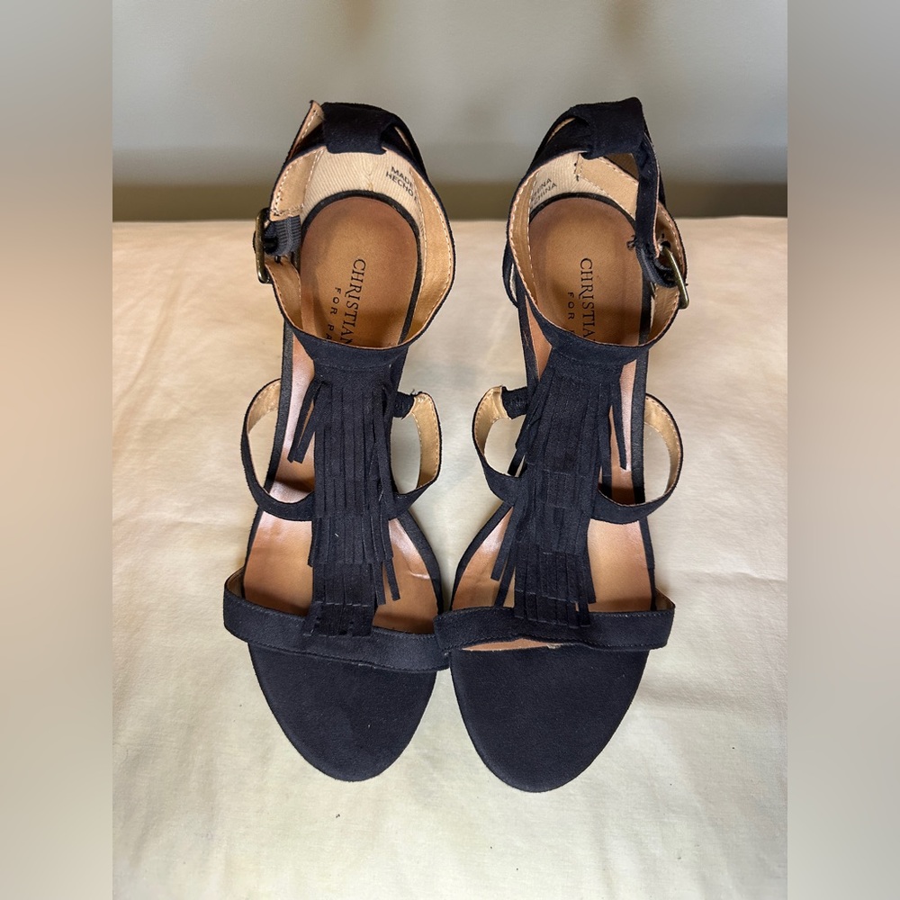 Christian Siriano Ladies Black Tassel High Heel Shoes